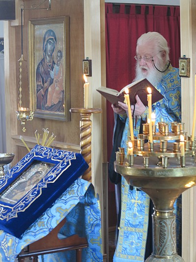 Fr. Ambrose during the visit of the Myrrhstreaming Hawaiian Iveron Icon to the Skete